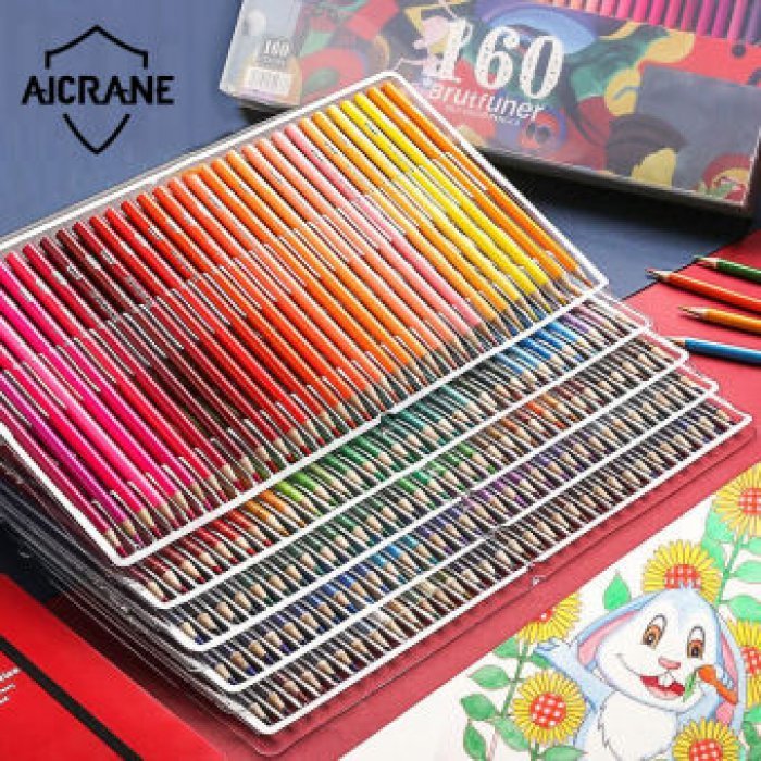 Aicrane 48/72/120/160 สีมืออาชีพสีน้ำมันดินสอชุดศิลปินภาพวาดร่างไม้ดินสอสีโรงเรียนอุปกรณ์ศิลปะ