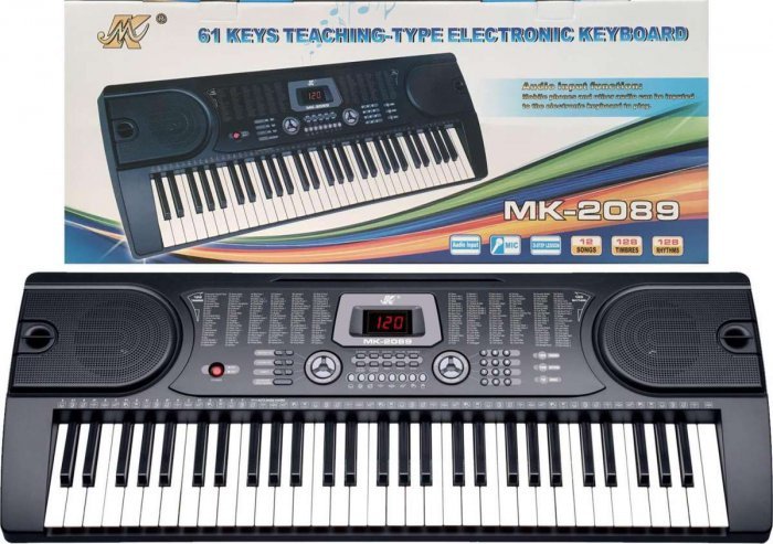 คีย์บอร์ด 61 คีย์ รุ่น MK-2089 (61 Key Electronic Keyboard, คีย์บอร์ดไฟฟ้า) ฟรี อแดปเตอร์ ที่วางโน้ต และไมค์