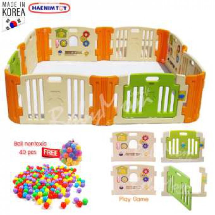 Haenim คอกกั้นเด็กเกาหลี คอกกั้นเด็ก แผ่นกิจกรรม Melody + Game พร้อมบอลปลอดสาร nontoxic 40 ลูก Size L 217*217 cm