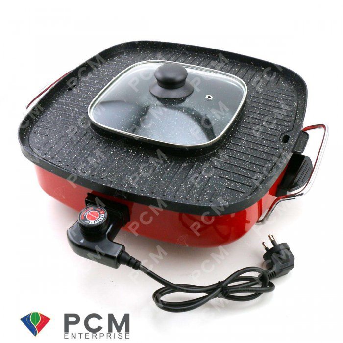 SONAR (PCM) หม้อสุกี้ไฟฟ้า กะทะปิ้งย่าง เตาย่างบาบีคิว ใหญ่พิเศษ จุใจ 15 นิ้ว 2 IN 1 รุ่น SF-M51