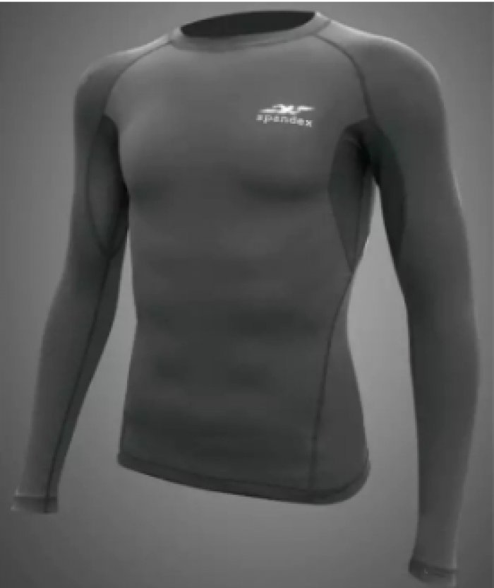 Spandex S001 เสื้อรัดกล้ามเนื้อแขนยาว สีเทา