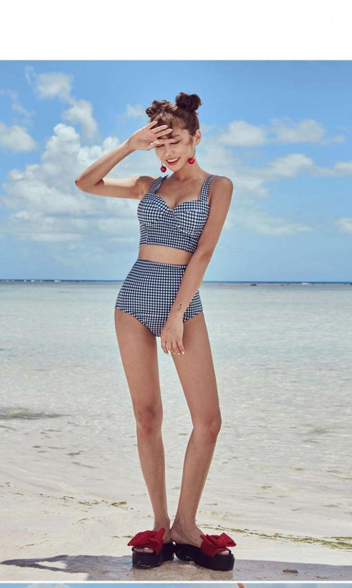 Bikiniผู้หญิงเกาหลีชุดบิกินี่แยกชุดว่ายน้ำชุดว่ายน้ำเอวสูง 9943#