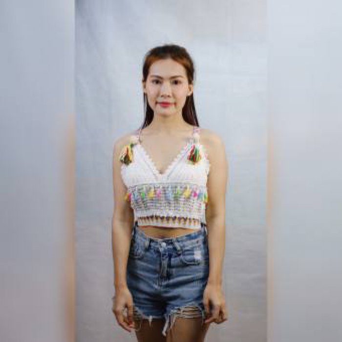 เสื้อสายเดี่ยวถักไหมพรม สำหรับสาวมั่นสุดเปรี้ยวจี๊ดจ๊าด ไหมพรมอย่างดี สวมใส่สบายดำ,ครีม,ขาว,ชมพู,เขียว