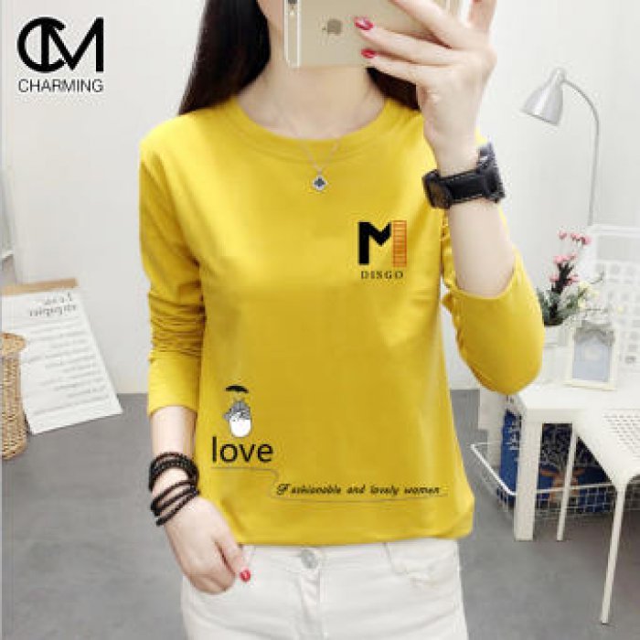 CM เสื้อยืดแฟชั่นผู้หญิง แขนยาว ลาย M DISGO สวมใส่สบาย รุ่น C233