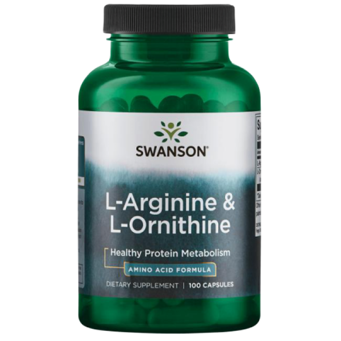 แอลอาร์จินีน และ แอลออร์นิทีน L-Arginine & L-Ornithine 100 Capsules (Swanson®)