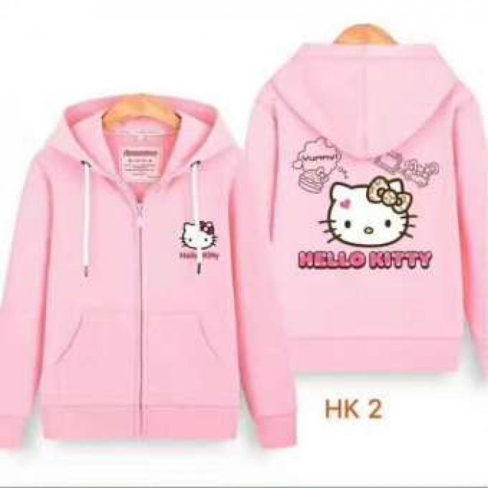 เสื้อแขนยาว เสื้อกันหนาว เสื้อแจ๊คเก็ตคิตตี้ ผ้ายืดได้ ไม่หนามาก รอบอก สีชมพู
