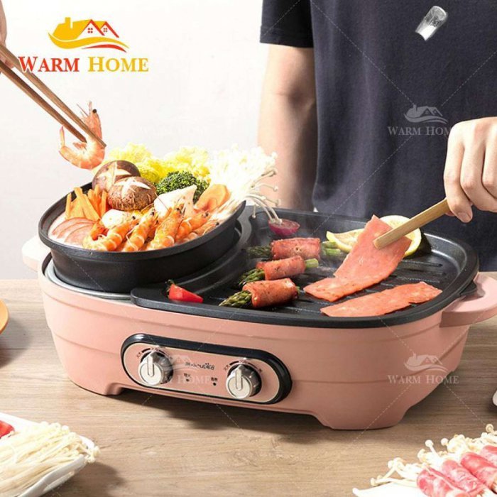 【Free shipping】กระทะปิ้งย่าง พร้อมหม้อสุกี้บาร์บีคิว เตาปิ้งย่างไฟฟ้า กระทะสุกี้ กระทะอเนกประสงค์ ทำได้เมนูหลากหลาย electric pan