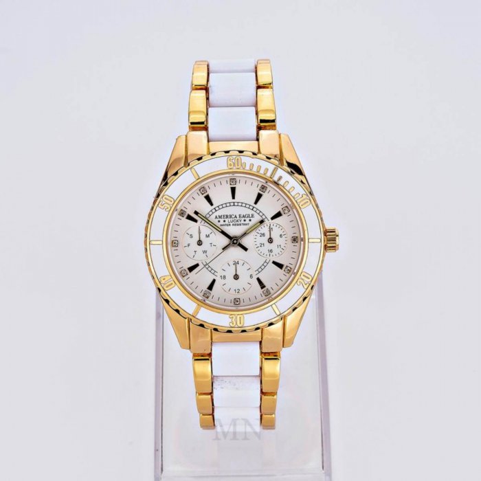 America Eagle นาฬิกาข้อมือผู้หญิง2Kหน้าขาว รุ่น LUCKY AE004L (White)/GOLD