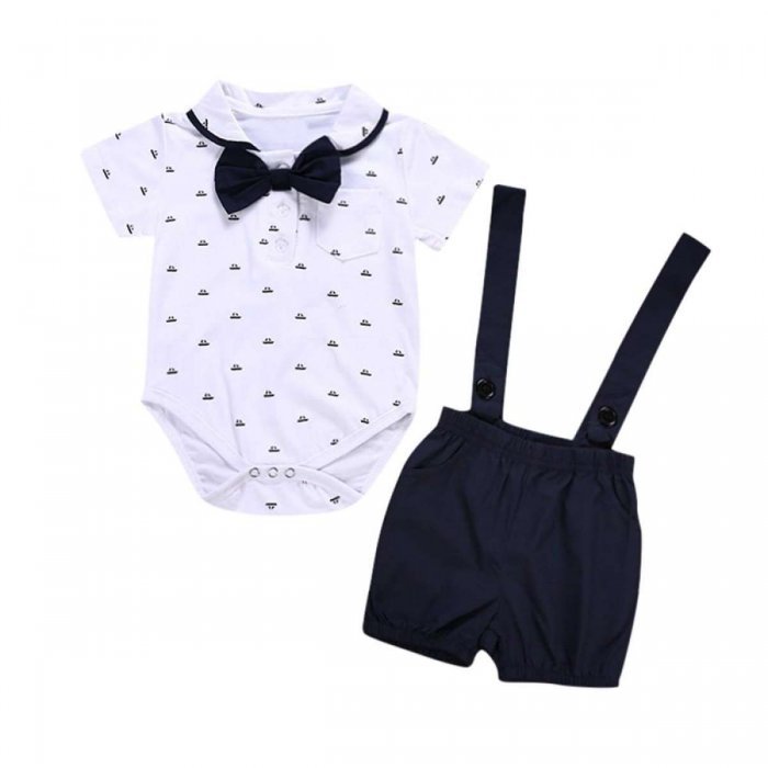 Rayeshop 2 ชิ้นเด็กทารกชายแขนสั้นเสื้อผ้า Romper + กางเกงเด็กวัยหัดเดินชุดชุด