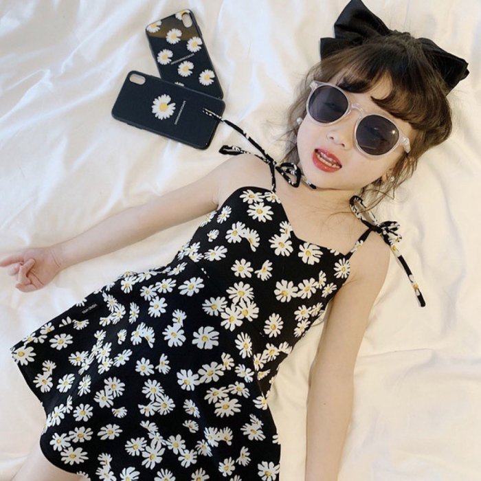 ∮ Babyqt♣ ฤดูร้อน1-7Yชุดเดรสลายดอกไม้เด็กชุดสายรัดเดซี่ญี่ปุ่น