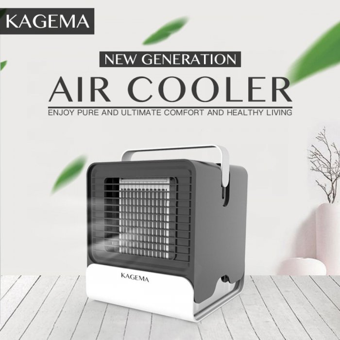KAGEMA แอร์ พัดลมไอเย็น พัดลมพกพา แอร์เคลื่อนที่ พัดลมแอร์เย็น มินิ Air Cooler พัดลมแอร์ ชาร์จ USB ไอออนลบ สำหรับห้องสำนักงานกลางแจ้ง เครื่องปรับอากาศ Fan