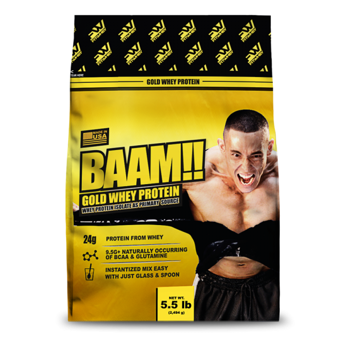FITWHEY!! BAAM เวย์โปรตีนไอโซเลตหลัก Gold Standard 5.5lb สร้างกล้ามเนื้อแบบลีน