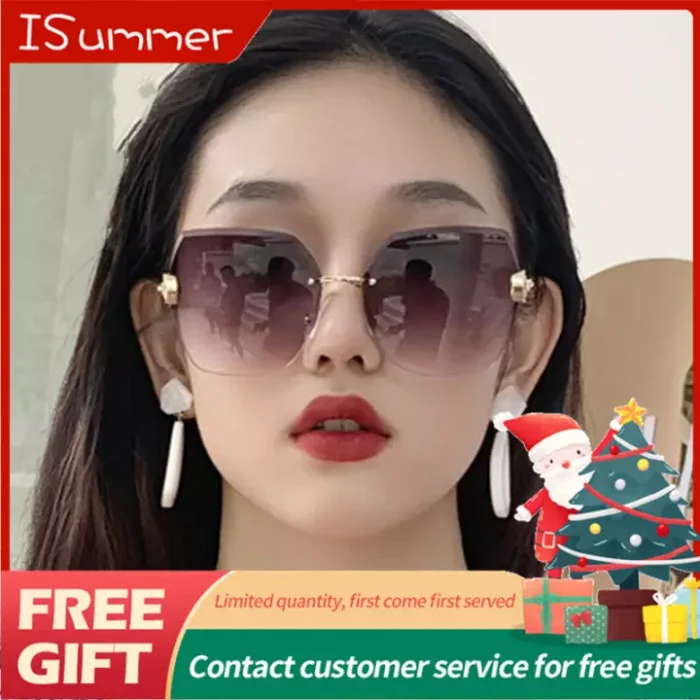 ISummerแฟชั่นแว่นตากันแดดผู้หญิงผู้หญิงสไตล์เกาหลีสีการไล่ระดับแฟชั่นชุดเครื่องเพชรแว่นตากันแดดFramelessแว่นตากันแดดTrim