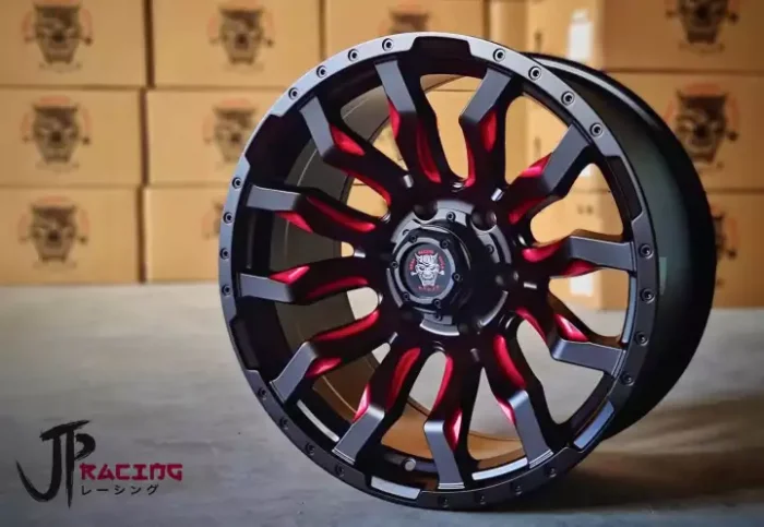 ล้อกระบะขอบ 18 1 วง 18X9 ET0 6X139.7 สีดำด้านตัดแดง