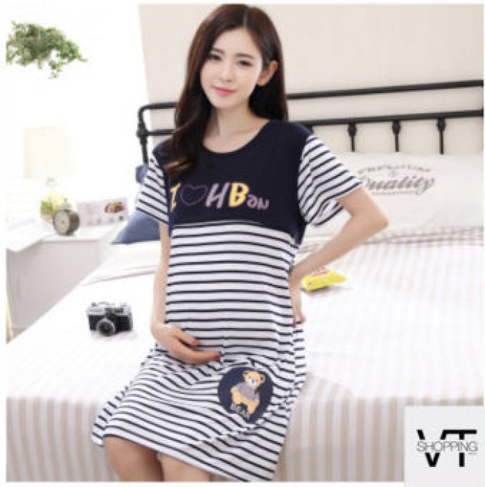 ชุดคลุมท้อง ชุดให้นม ชุดเดรสคลุมท้อง VTShopping